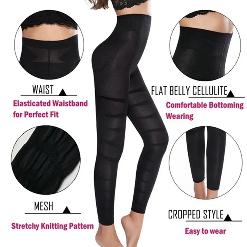 High Waist Shapewear Compression Leggings - Anti Cellulite Body Slimming Tummy Control Thigh Sculpting Pants