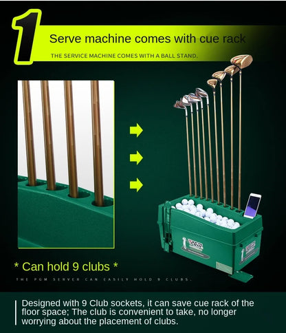 PGM Semi-Automatic Golf Ball Machine – ABS Automatic Ball Dispenser, Golf Clubs Holder, Training Service Equipment