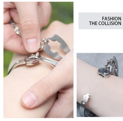 Couple Jewelry Set – Stainless Steel Love Heart Lock Bracelets & Key Pendant Necklace for Men & Women Gift