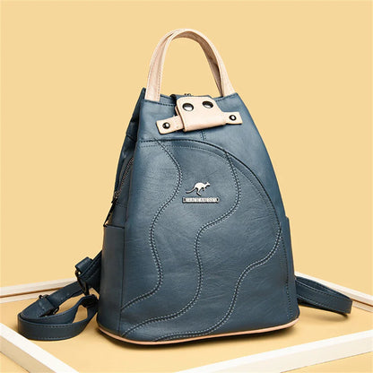 Women's Leather Zipper Backpack - Chest Bag Travel Pack, Ladies' School Bagpack for Teenage Girls, Sac A Dos