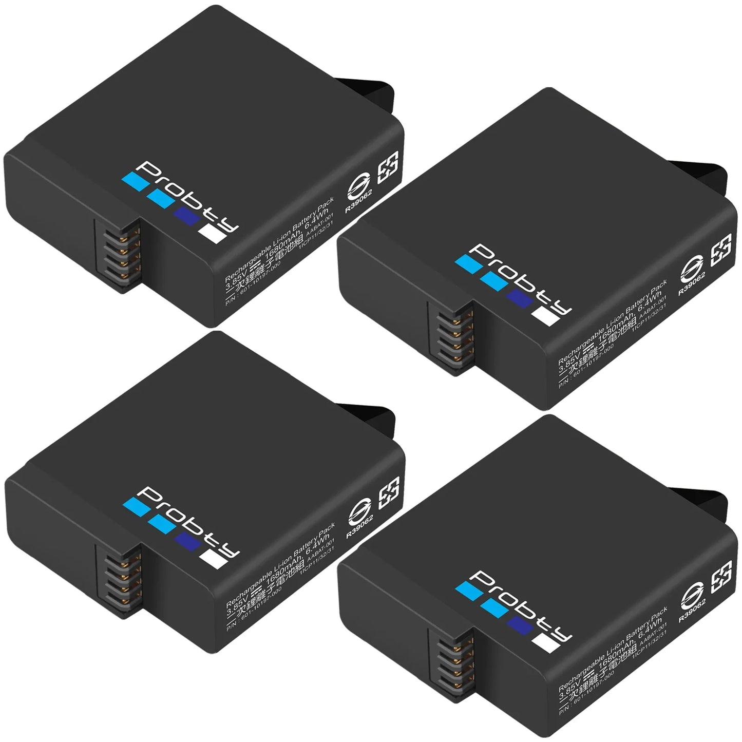Original Probty Battery & Triple Charger for GoPro Hero 7/6/5 Black – Camera Power Accessory