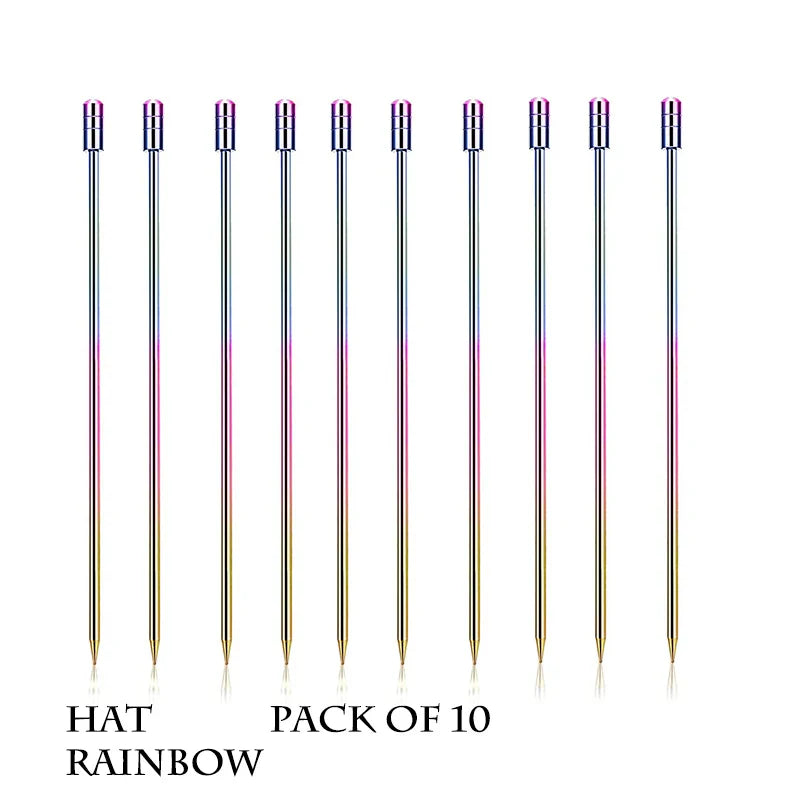 10PCS Stainless Steel Cocktail Picks - Fruit Sticks & Drink Stirring Sticks in Circle, Ball, and Hat Shapes