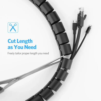 2M Flexible Spiral Cable Wire Protector | 16/10mm Diameter | Computer Cord Protective Tube | Clip Organizer Management Tools