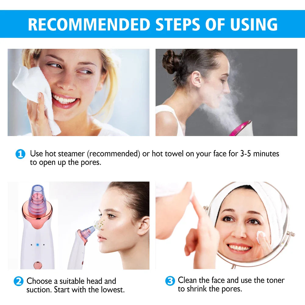 Electric Facial Blackhead Remover: Vacuum Pore Cleaner for Acne Cleansing & Black Spot Removal - Deep Cleaning Tools for Face and Nose