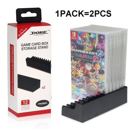 Switch Game Case Set – 2PCS CD-Style 24 Cartridge Storage Boxes with Non-Slip Pads for Nintendo Switch Accessories