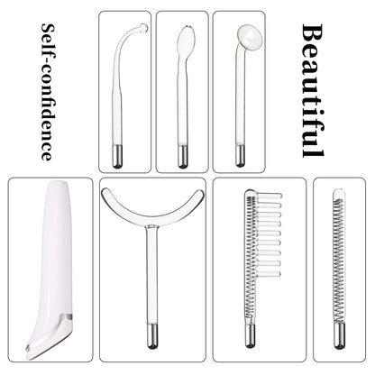 6-in-1 High Frequency Facial Machine — Touch Panel Electrotherapy Wand for Hair, Face, Acne & Skin Care Treatment