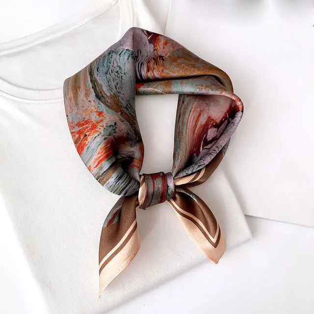 New 2024 Pashmina Scarf – 100% Mulberry Silk Small Shawl, Summer Beach Poncho, Women’s Hijab, Bandana & Kerchief 53x53cm
