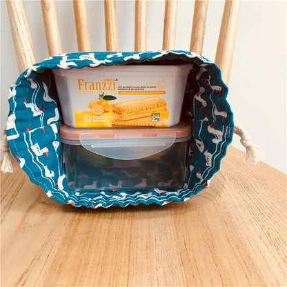 Lucky Cat Drawstring Lunch Bag — Portable Bento Box Pouch for Kids, Cooler & Picnic Food Storage