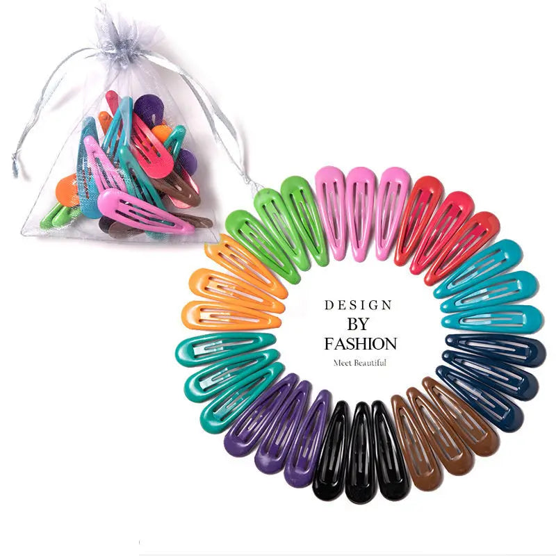 Girls’ Colorful Waterdrop Hairpins — 10/20/30/40PCS Cute Hair Clips & Barrettes Fashion Accessories for Kids