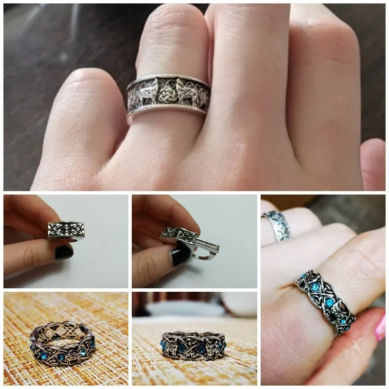 Huitan Viking Giant Wolf Ring – Nordic Mythology Totem, Unisex Punk Hip Hop Fashion Jewelry Gift