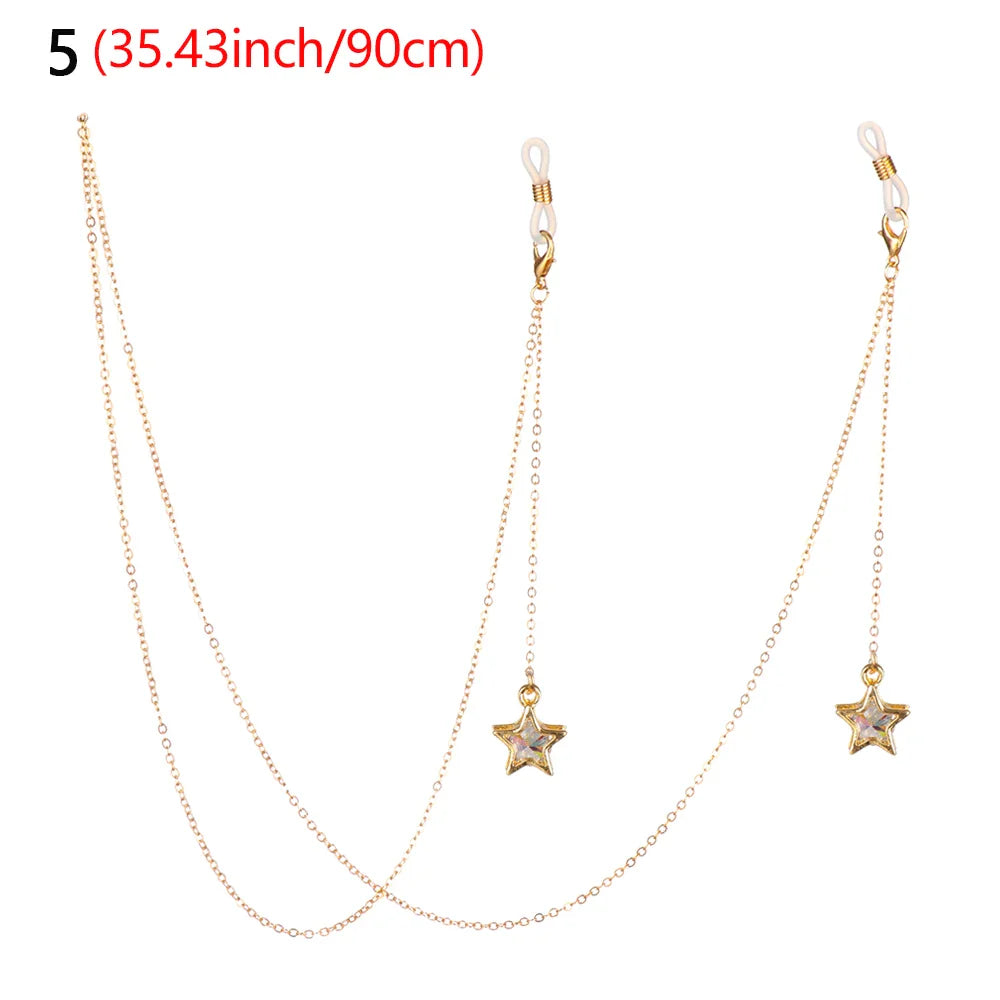 Women's Eyeglass Chain - Hollow Star & Pearl Beaded Lanyard for Sunglasses & Reading Glasses