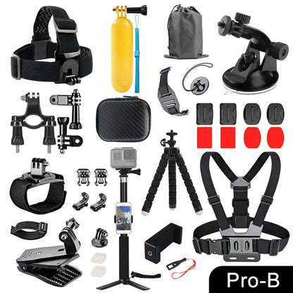 ORBMART GoPro Accessories Set Compatible with Hero 4–13 Black, Mounts for DJI, Insta360, SJCam Action Cameras