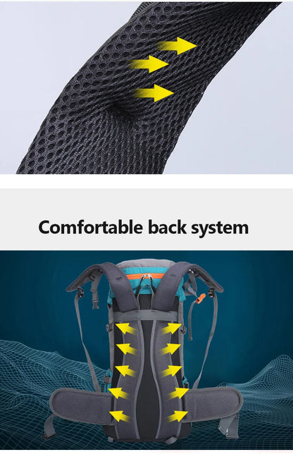 65L Large Camping Backpack — Waterproof Outdoor Hiking, Climbing & Trekking Mountaineering Sport Bag