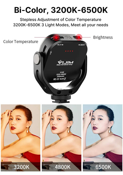 Ulanzi Vijim VL66 Adjustable LED Video Light – 360° Rotatable, Rechargeable Fill Light for DSLR, SLR & Mobile