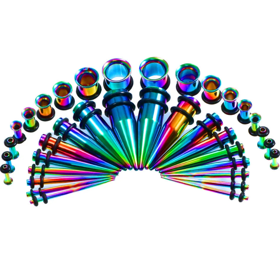 36Pcs/Lot Ear Gauges Stretching Kit - Stainless Steel Tapers, Plugs, Eyelets - 14G-00G Expander Set for Body Piercings