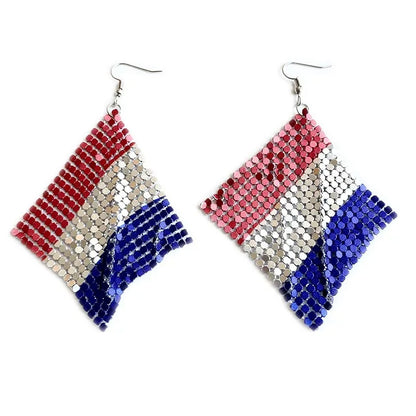 American Flag Drop Earrings - Patriotic 4th of July Independence Day Jewelry for Women