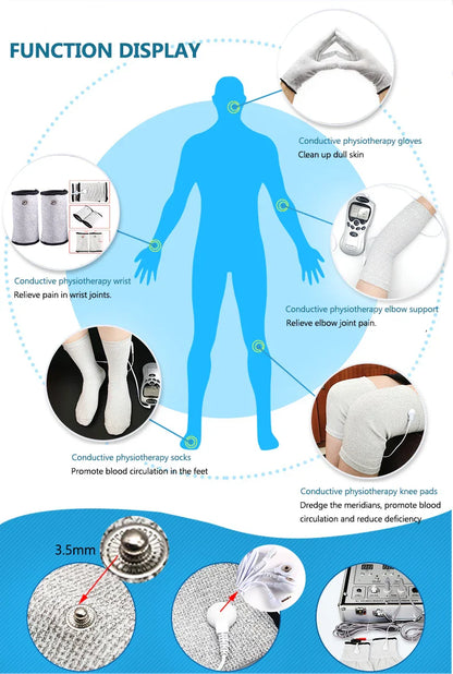 Conductive Silver Fiber Electrode Gloves & Socks – Muscle Stimulator TENS Bracer for Hand & Foot Massage