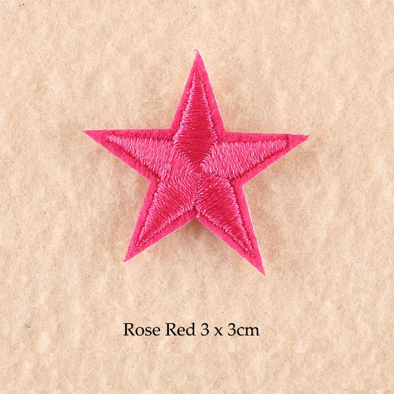 Stars Embroidered Iron-On Patches – Gold, Silver & Colorful Appliqué Stickers for Clothing, Jackets, Bags & DIY Craft Decoration