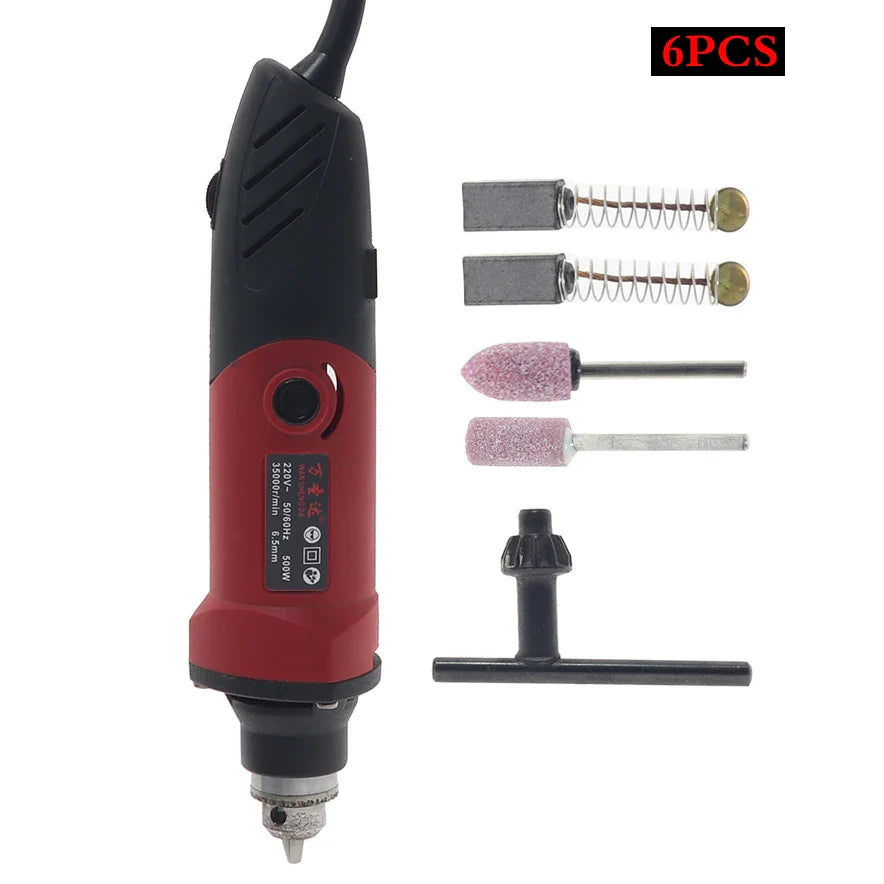500W Electric Engraver Drill – 6-Speed Variable 35000RPM Rotary Grinder Polishing Tool 110V/220V