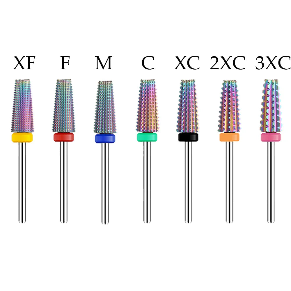 Purple 5-in-1 Tapered Carbide Nail Drill Bits - Milling Cutter for Manicure, Gel & Acrylic Removal, Nail Accessories Tool