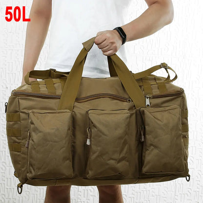 55L Tactical Duffel Bag – Large Camping Backpack for Hiking, Mountaineering, Travel & Gym, Men's Weekend Utility Bag