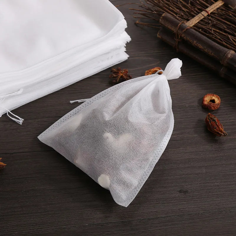 100 Pcs Disposable Tea Infuser Bags with String - Food Grade Non-Woven Fabric Spice Filters, Heat Seal Tea Bags