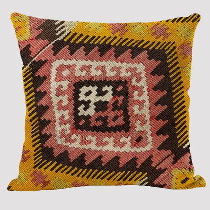 Bohemian Linen Cushion Cover – Multicolor Ethnic Geometric Pattern Decorative Pillow for Living Room Sofa