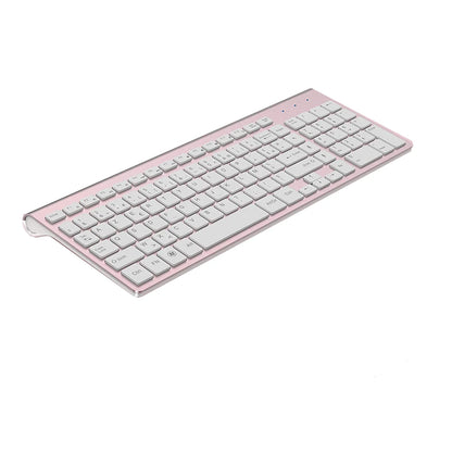 Wireless AZERTY Keyboard 2.4G USB — Ultra-Thin, Silent, Ergonomic French Keyboard for PC & Laptop, Pink/Grey/Silver