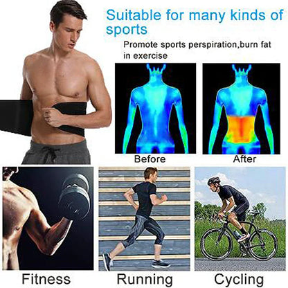 Men’s Waist Trimmer Belt — Neoprene Tummy Control Body Shaper with Sweat Wrap & Lumbar Support
