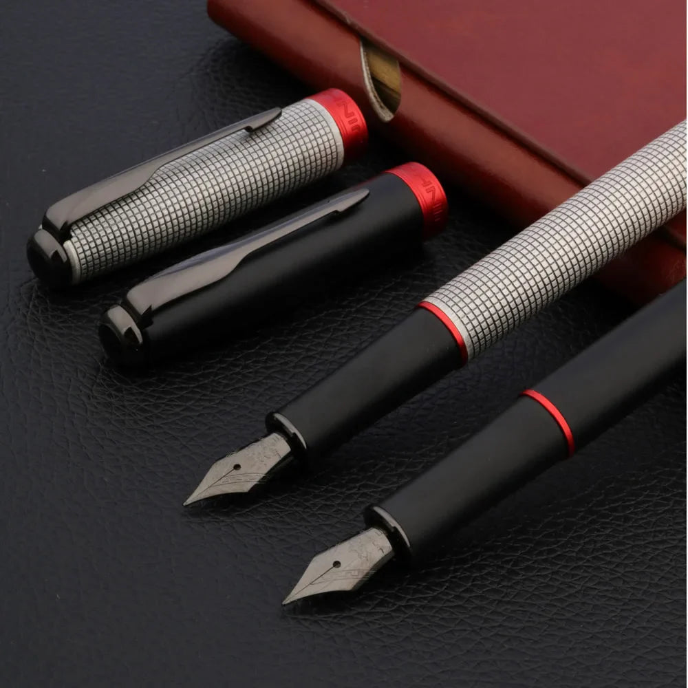 Luxury JINHAO 75 Checkered Fountain Pen with Black Tungsten Steel Nib – Classic Executive Writing Pen for Office & School