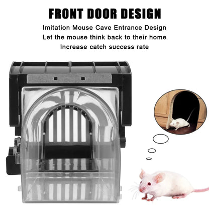 Smart Self-Locking Mousetrap - Reusable Plastic Rodent Trap for Safe and Humane Mouse Catching in Indoor and Outdoor Spaces
