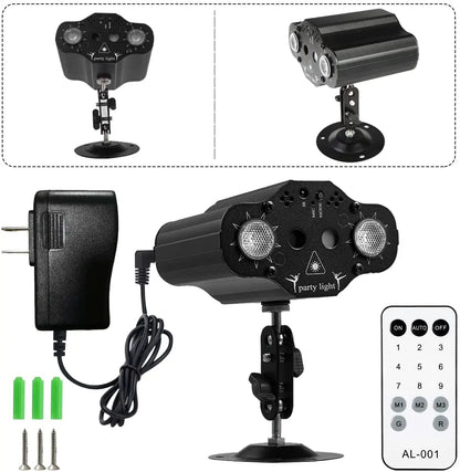 Voice-Controlled Stage DJ Laser Projector - Red Green Blue Strobe Lights for Disco Party, Club, Family Holiday, Christmas