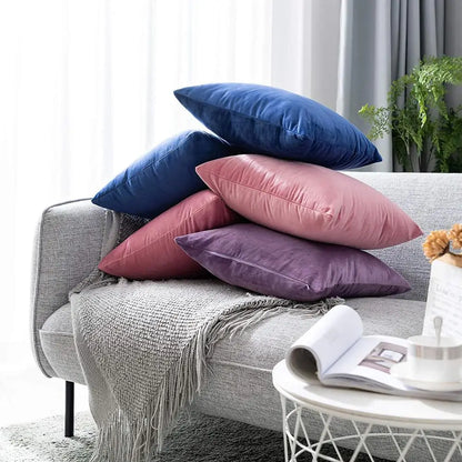 Solid Velvet Pillowcase – Red, Yellow, Blue, & Green Cushion for Sofa, Car, Living Room Home Decor, 45x45cm