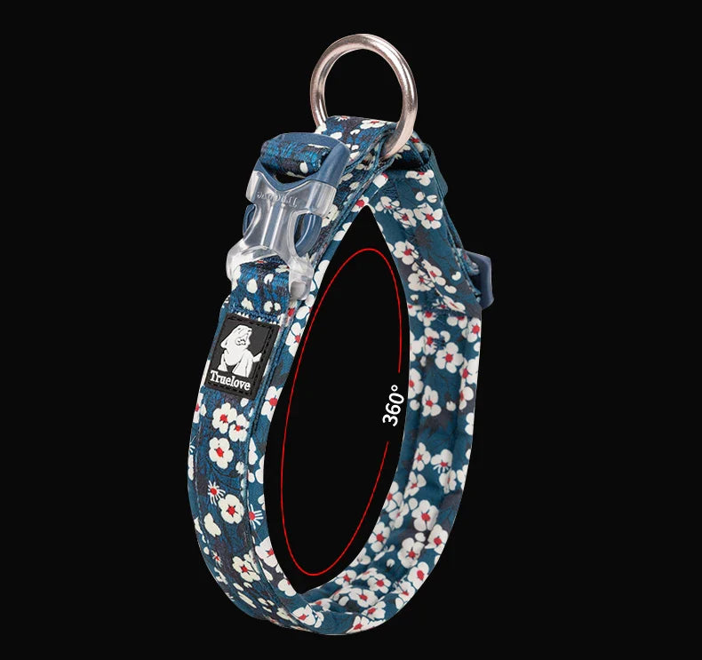 Truelove Floral Pet Collar – Padded Comfort Cushion, Camouflage Design for Small, Medium & Large Dogs, Outdoor Running Collar TLC5273