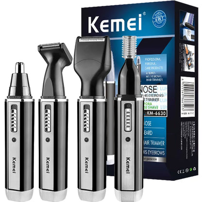 4-in-1 Rechargeable Nose Trimmer: Beard and Ear Hair Removal Clean Machine for Men - Eyebrow and Nose Hair Trimmer