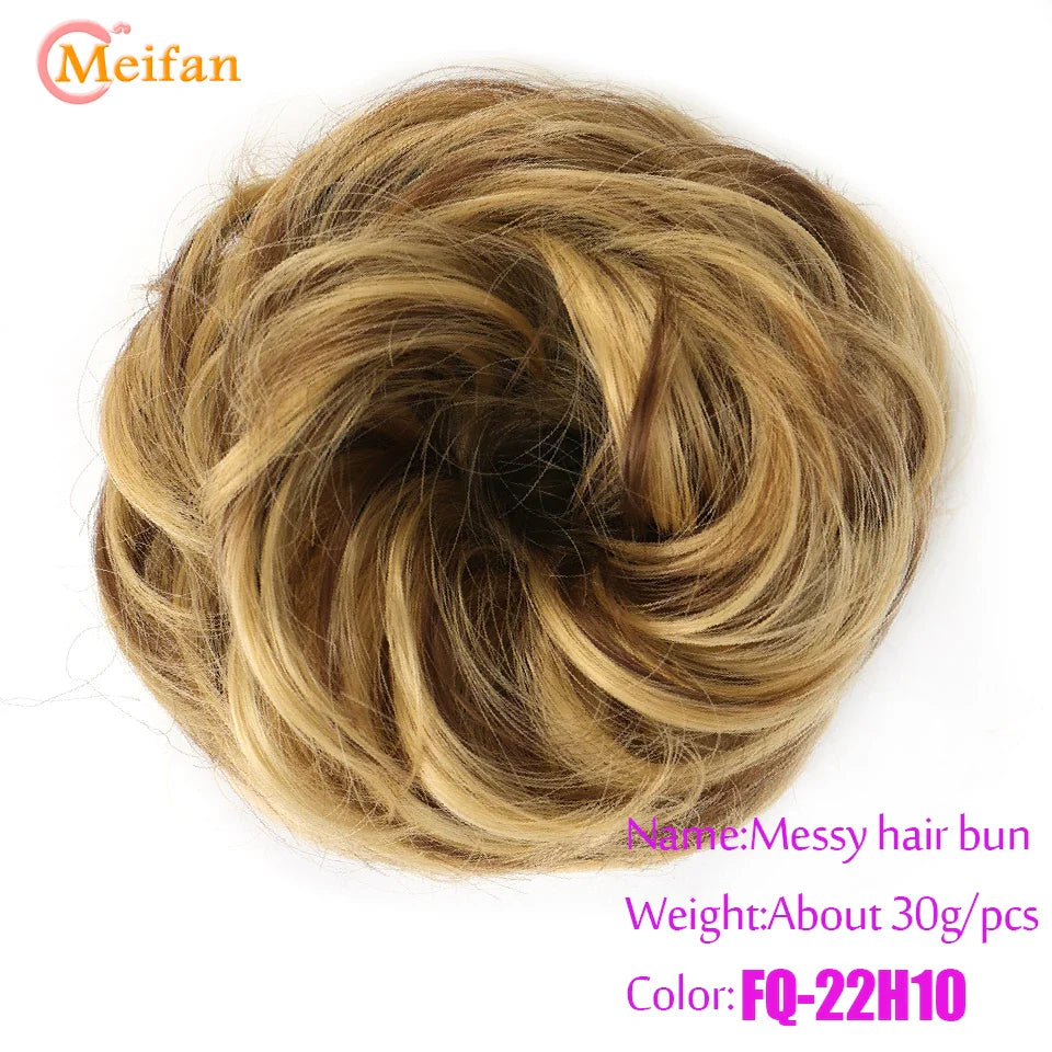 MEIFAN Synthetic Chignon Hair Bun – Elastic Rubber Band Clip-In Updo Ponytail Hair Extension for Women