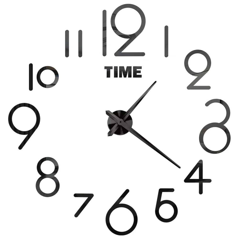 3D DIY Wall Clock - Modern Acrylic Mirror Sticker Quartz Clock For Living Room Decor With Silent Movement