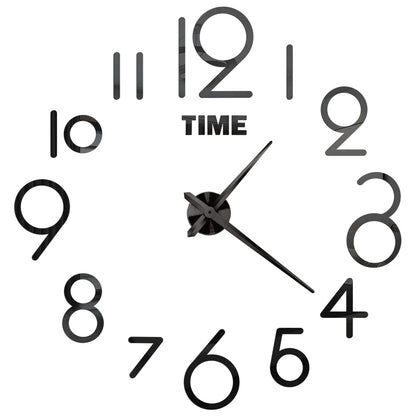 3D DIY Wall Clock - Modern Acrylic Mirror Sticker Quartz Clock For Living Room Decor With Silent Movement
