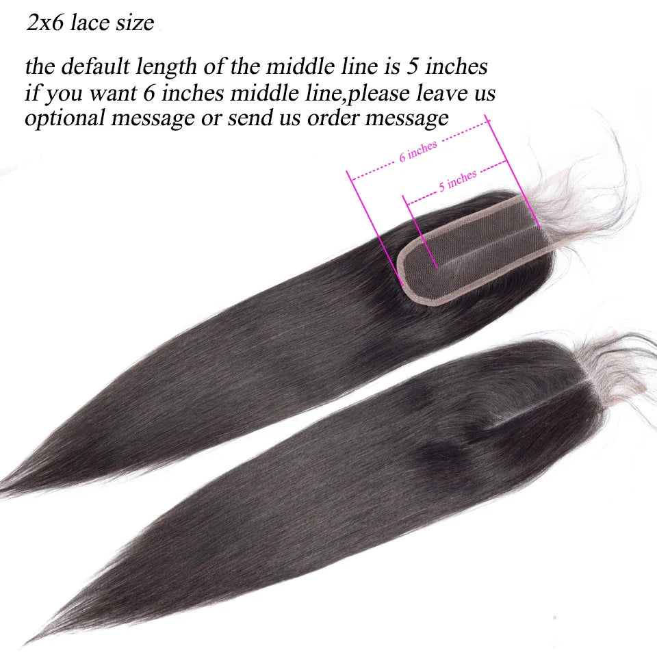 Queenlike Straight Human Hair Bundles – Brazilian Raw Hair Weave with 2x6 Deep Kim Closure