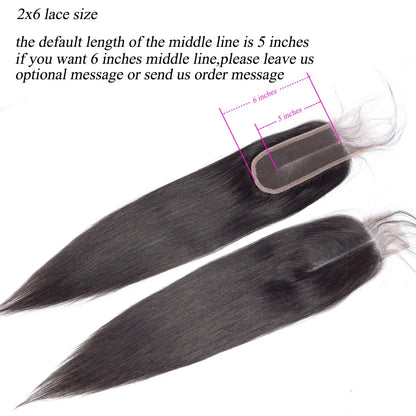 Queenlike Straight Human Hair Bundles – Brazilian Raw Hair Weave with 2x6 Deep Kim Closure
