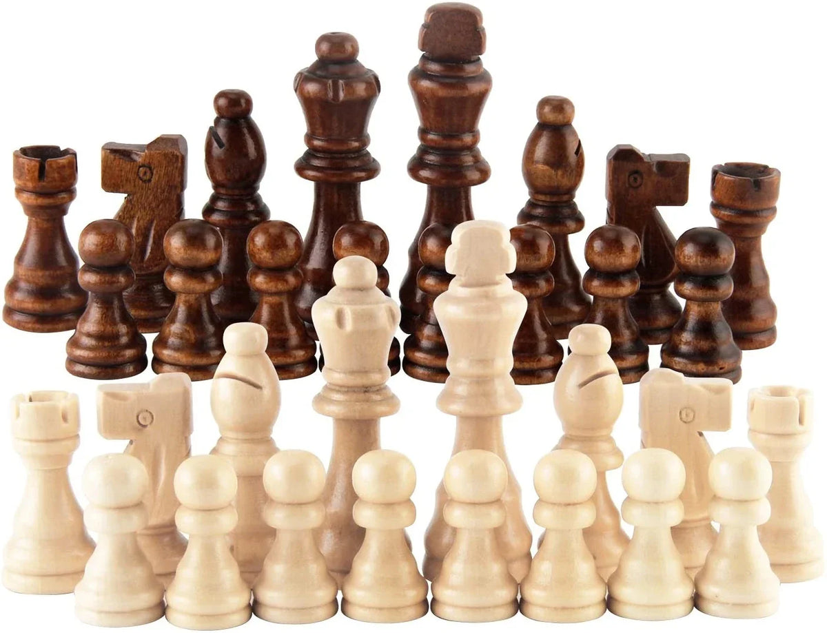 32-Piece Wooden Chess Set: Standard Staunton Wood Chessmen with 8cm King Height - Pieces Only, Board Not Included