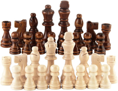 32-Piece Wooden Chess Set: Standard Staunton Wood Chessmen with 8cm King Height - Pieces Only, Board Not Included