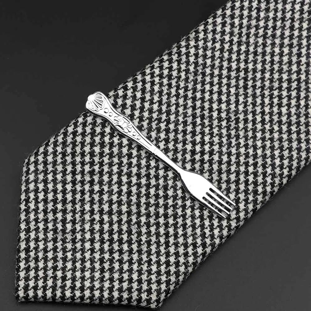 Men’s Stainless Steel Tie Clip - Car Airplane Fork Spoon Shape Necktie Pin Gift Accessory