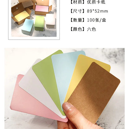 100pcs Kraft Paper Cards – Blank Color Business Cards, Message & Thank You Cards, Writing Labels, Bookmarks & Learning Cards
