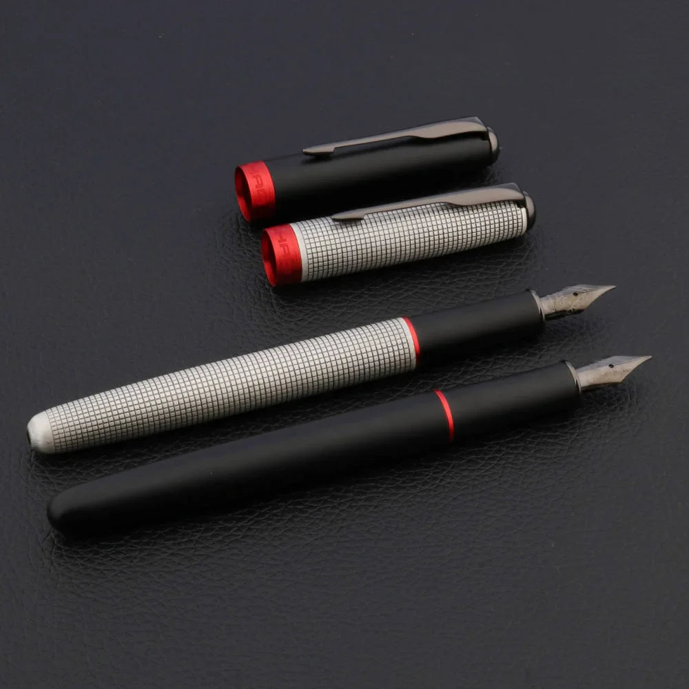 Luxury JINHAO 75 Fountain Pen – Checkered Design with Ash Feather Arrow, Tungsten Steel Black Nib for Office & School