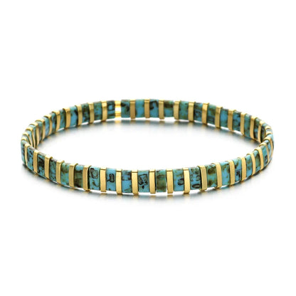ZMZY Stone Tila Beads Elastic Bracelet for Women – 2025 Fashion Colorful Rainbow Miyuki Tile Bead Jewelry Gift Bracelet