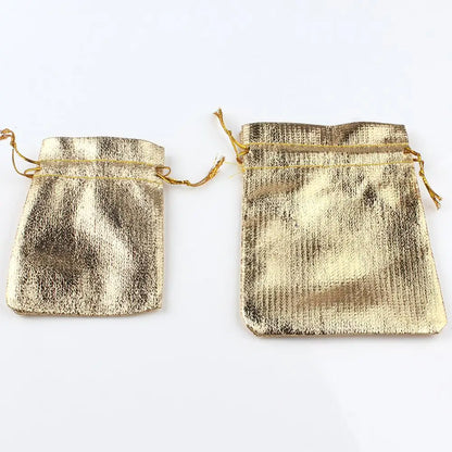 50-Pack Adjustable Jewelry Packing Bags – Gold & Silver Drawstring Party, Candy & Wedding Gift Bags (7x9cm & 9x12cm)
