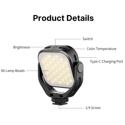Ulanzi Vijim VL66 Adjustable LED Video Light – 360° Rotatable, Rechargeable Fill Light for DSLR, SLR & Mobile