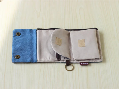Handmade Three-Fold Fabric Wallet — Short Zipper Purse for Women & Men, Multi-Function Card & Key Holder for Teens