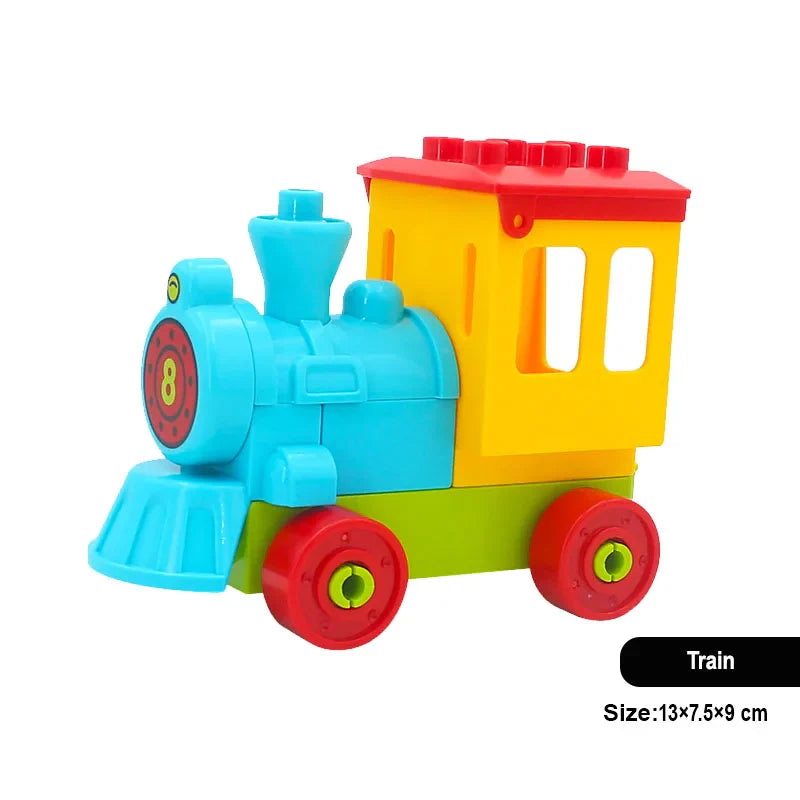 New Large Building Blocks Toys – Cartoon Princess Carriage, Car & Airplane Vehicle Models, Big Bricks Gift for Kids